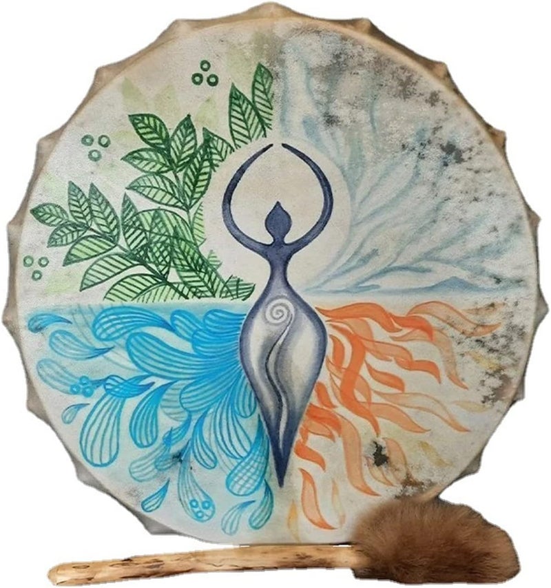 Firlar Shaman Drum, 10 Inch Hand Drum With Drum Stick, Alchemy Moon Drum For Spiritual Music, Reflection Meditation - Image 1